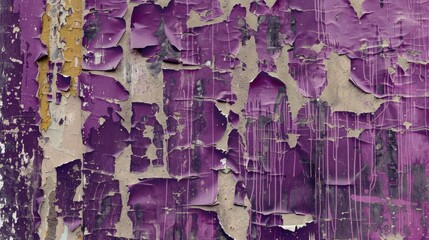 Fototapeta premium Purple discoloured vintage style ripped street poster urban style paper texture