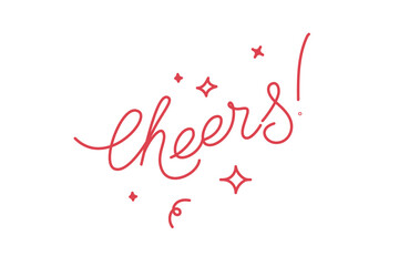 Vector hand lettering phrase cheers, design element for greeting cards and party invitations