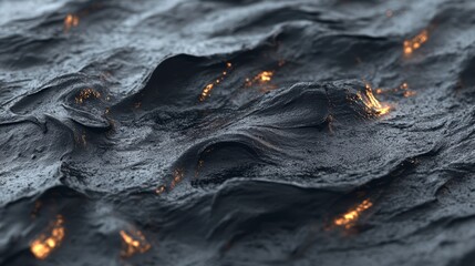  A tight shot of water's surface, its expanse vast yet focused, with fire erupting from its peak
