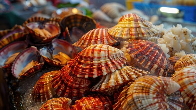 Shellfish for the local Cape Verde dish Buzio at the fish market in Mindelo Sao Vicente Cape Verde