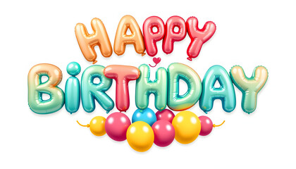 Happy birthday word sticker png element, editable  balloon party offset font design isolated with white highlights, png