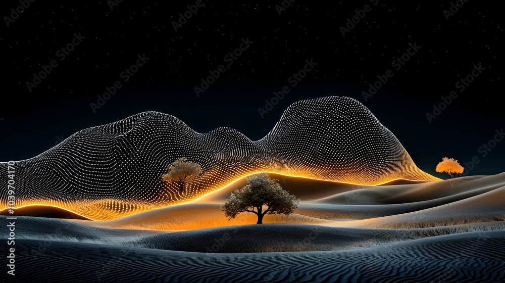 Aufkleber breathtaking abstract landscape featuring glowing mesh patterns that seem to capture the mesmerizing