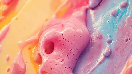 Fototapeta premium Vibrant swirls of pastel colors create an enchanting display of liquid art on a canvas during a sunny afternoon