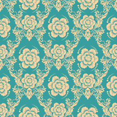 Seamless damask pattern with a classic floral design.African embroidery patterns, paisley, boho, floral ikat, ethnic floral designs, ikat sari, ikat patterns and ethnic patterns.