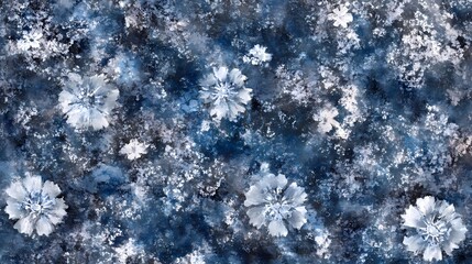 Fototapeta premium Abstract Floral Watercolor Pattern in Navy Blue and White