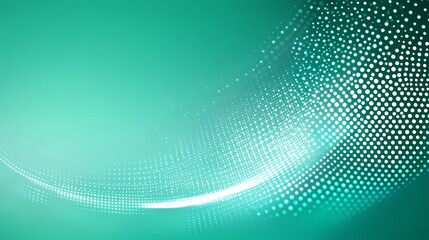 Obraz premium Abstract Green Teal Dotted Background with White Glowing Line