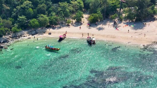 Secret Beach in Andaman Sea Phuket Thailand Aerial Drone
