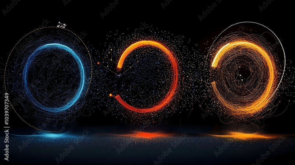 Aufkleber captivating digital artwork featuring a stylized glowing mesh line mandala pattern with vibrant mesm