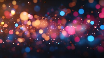 Stunning 3D Fireworks Bursting on Black Background with Colorful Glowing Light Effects and Bokeh, Ideal for New Year's Celebration Text Overlay