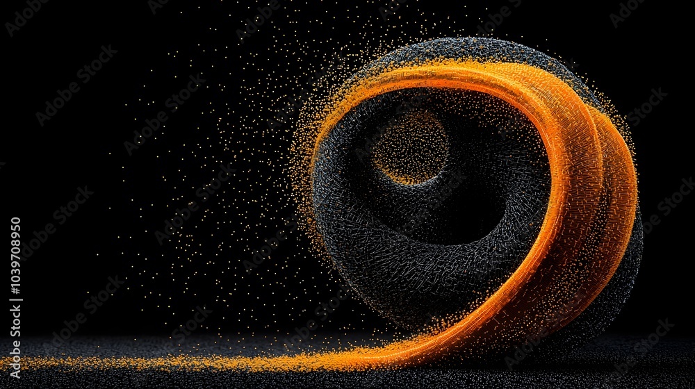 Poster Captivating image of a shofar horn emitting a powerful blast with mesh like trails accentuating the dynamic movement and energy of the sound  The spiral shape and monochrome aesthetic create a modern
