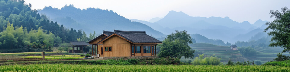 Fototapeta premium village in the mountains of china 