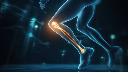 Running Human Skeleton Captured in High-Contrast X-Ray Illustration