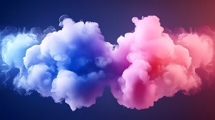 Abstract Blue and Pink Smoke Clouds on Dark Background