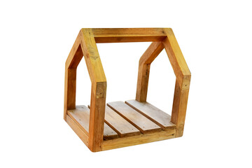 wooden box house isolated on white background. This has clipping path.