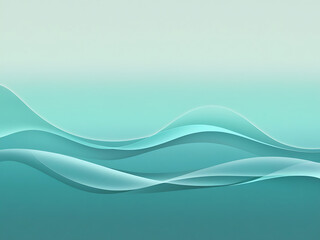 Obraz premium Layered Teal Waves on a Soft Gradient, Generative Ai