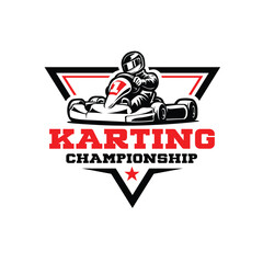 Go kart racing logo vector isolated. Ready made go karting logo design template illustration
