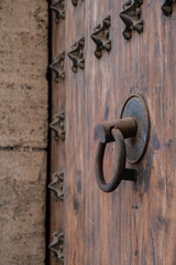 Beautiful Metal Handle On Wooden Door