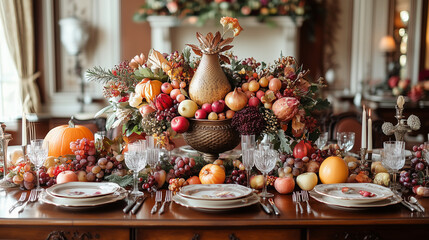 placed on a table, surrounded by colorful fall leaves and pumpkins