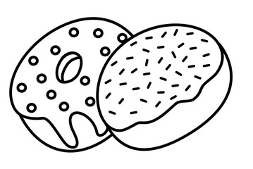 Minimalist Outline of a Donut. Dessert food, sweet food. Bread.