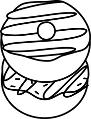 Minimalist Outline of a Donut. Dessert food, sweet food. Bread.