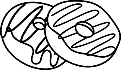 Minimalist Outline of a Donut. Dessert food, sweet food. Bread.