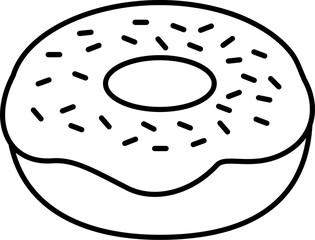 Minimalist Outline of a Donut. Dessert food, sweet food. Bread.