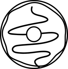 Minimalist Outline of a Donut. Dessert food, sweet food. Bread.
