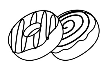 Minimalist Outline of a Donut. Dessert food, sweet food. Bread.