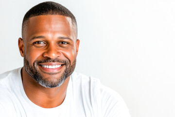 Obraz premium Smiling man in casual white shirt