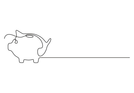recommend clip art: Continuous one line drawing of Piggy bank. Pig money box. Vector illustration