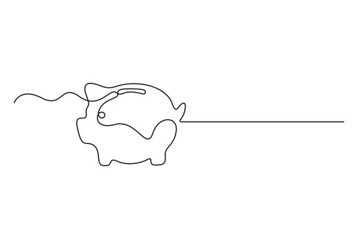 recommend clip art: Continuous one line drawing of Piggy bank. Pig money box. Vector illustration