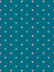 simple delicate pattern with blue and pink hearts on blue background