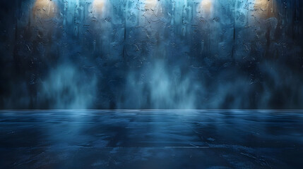 Fototapeta premium Dark Blue Concrete Wall Background with Lights