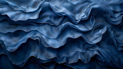 Obraz premium Abstract Blue Fabric Waves - 3D Illustration