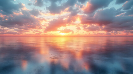 Fototapeta premium Peaceful Sunset over Calm Ocean - Realistic Image