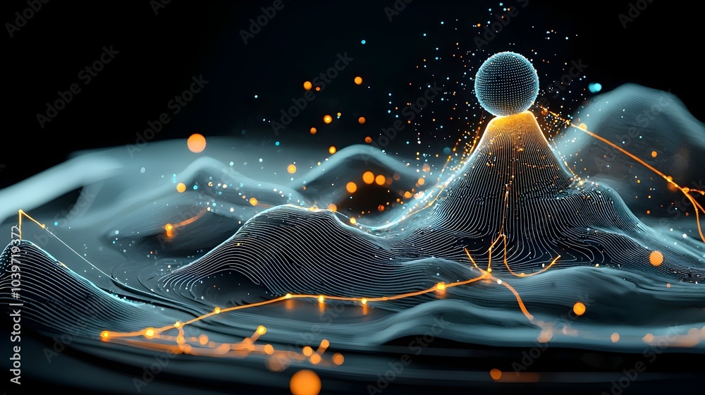 Poster glowing interconnected mesh network of geometric dots and lines perfect for tech digital and futuris