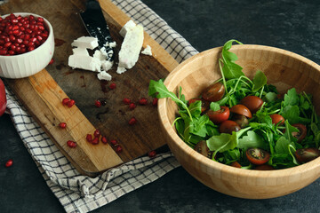 green fresh diet salad of arugula