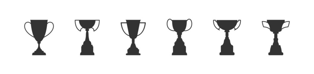 Trophy cup silhouette. Set black icon in flat style. Vector isolated illustration