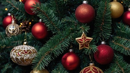 closeup view of a christmas tree background