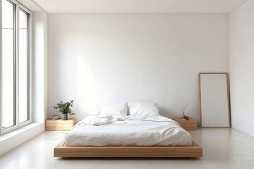 Minimalist bedroom design with natural light and simple aesthetics for a serene living space