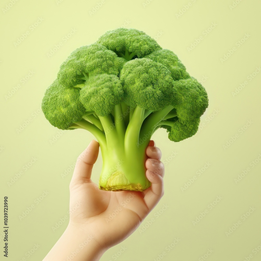 Wall mural Vegetable broccoli holding plant.