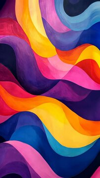 Colorful abstract waves of paint flowing seamlessly together in a vibrant mural