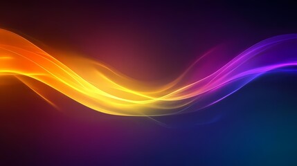 Abstract Purple and Yellow Waves on Dark Background
