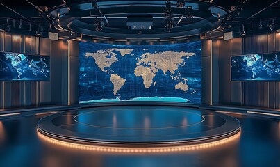 Obraz premium Tv news studio Ai art, Generative Ai