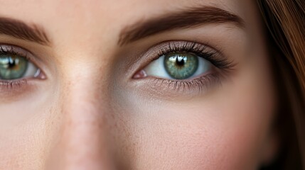 Fototapeta premium blue eyes, long brown hair, lengthy lashes