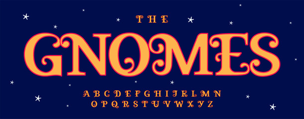 Fototapeta premium Fairy alphabet, playful holiday swirls letters, magical festive font for Festive Christmas logo, enchanting headline. Flourishes opulent curls typeface for artistic holiday typography. Vector typeset