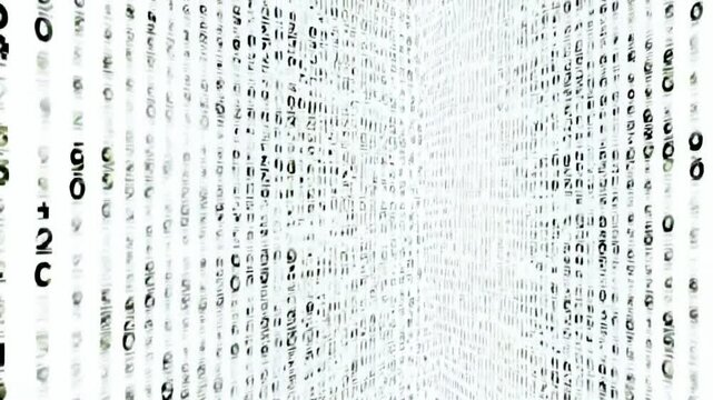 white digital matrix of binary code numbers background
