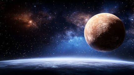 A planet floating amidst a near star field, while a more remote one lies behind