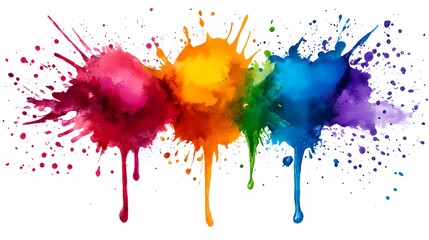 Fototapeta premium Colorful Watercolor Splatter Rainbow Drip Abstract Background
