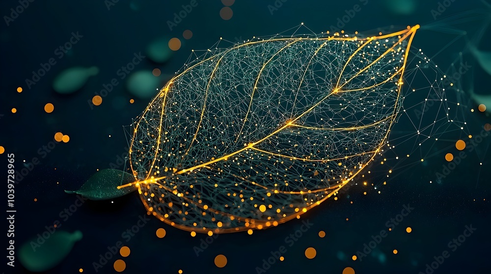 Fototapete glowing mesh pattern mimicking the intricately detailed veins of a large lush tropical leaf this abs